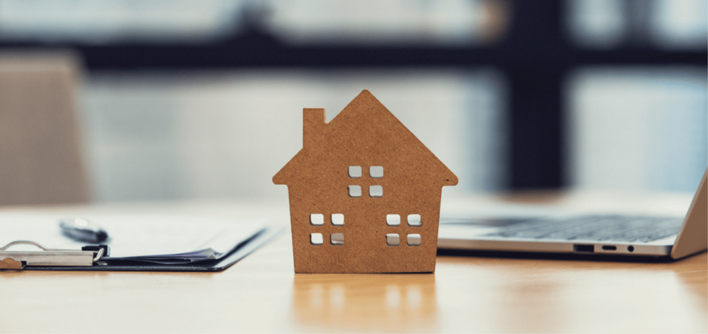 A wooden house model