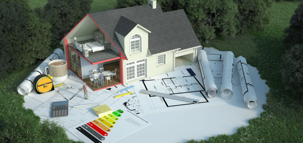 House model with some measurements and model tools